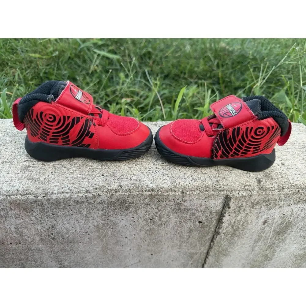 Nike Team Hustle red basketball shoes high tops sneakers toddler size 4c walking